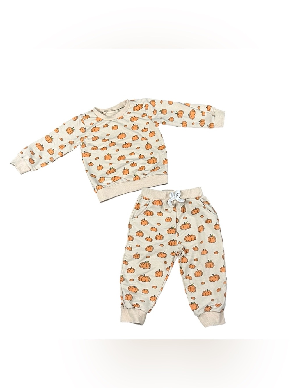 Pumpkin Sweatshirt Jogger Set Fall Thanksgiving Outfit Unisex 18-24 Months